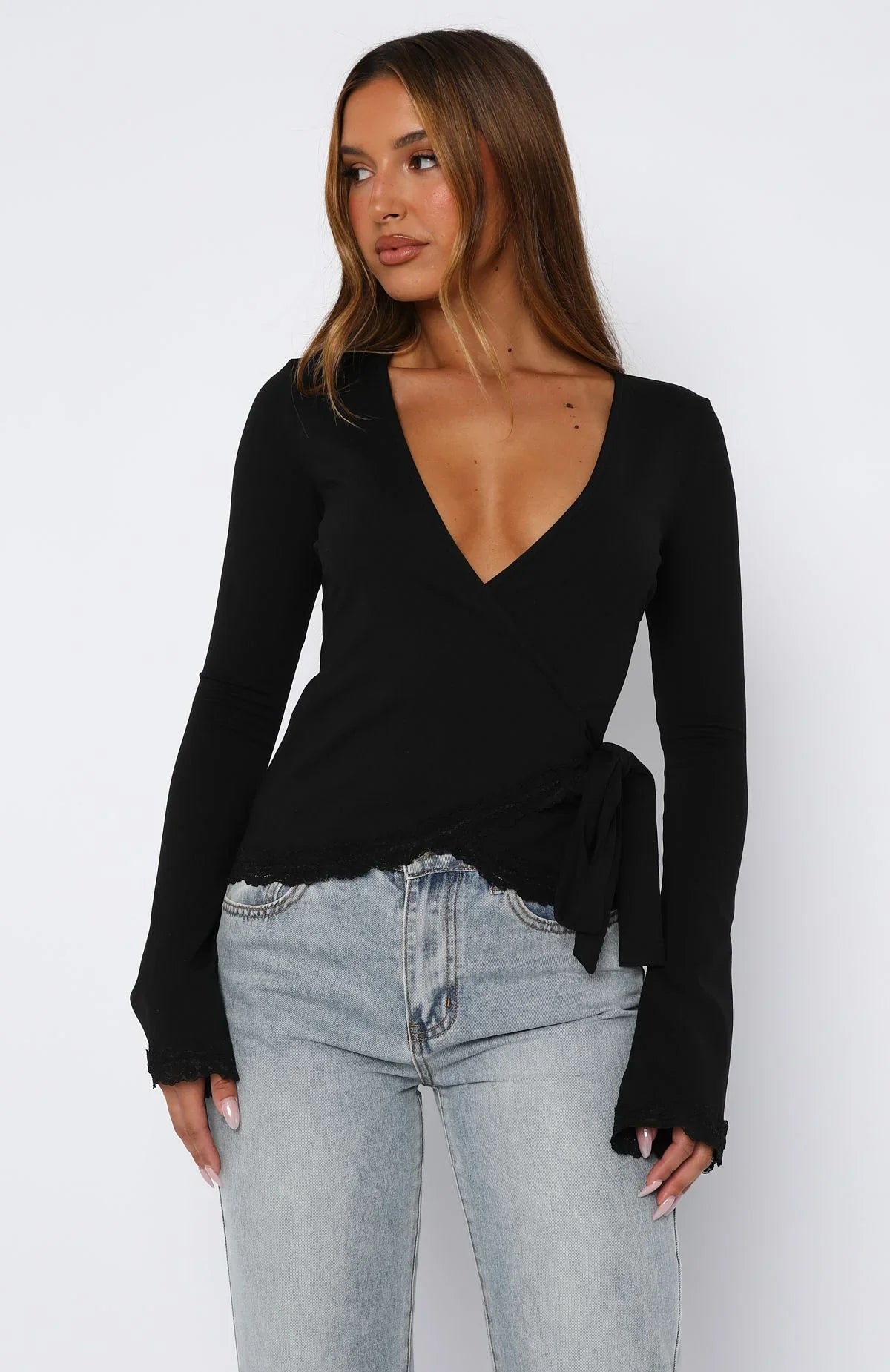 Cater To You Long Sleeve Top Black
