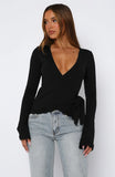 Cater To You Long Sleeve Top Black