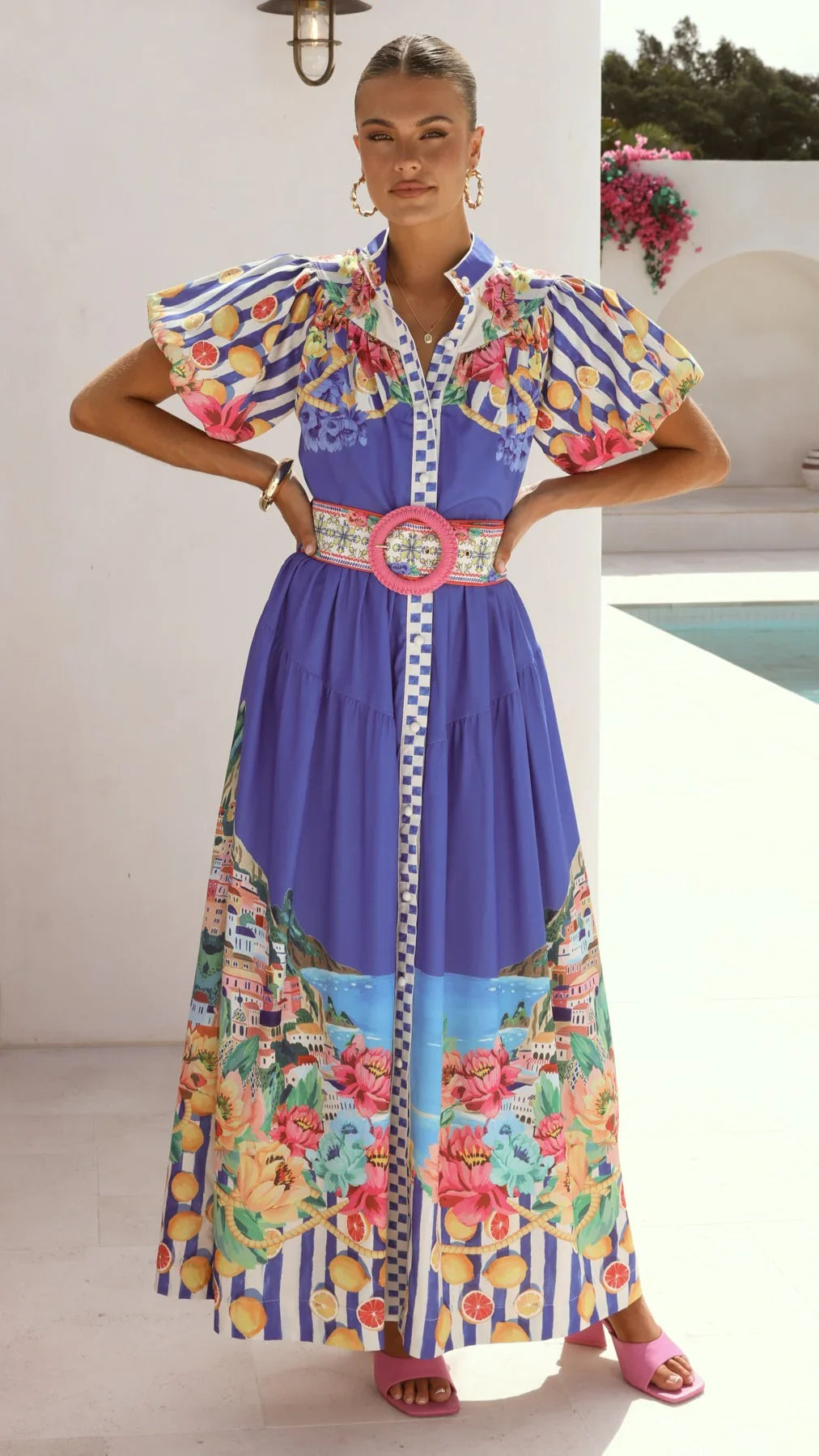 Bloom Maxi Dress Positano Cobalt