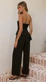 Javana Asymmetrical Top and Pants Set Black