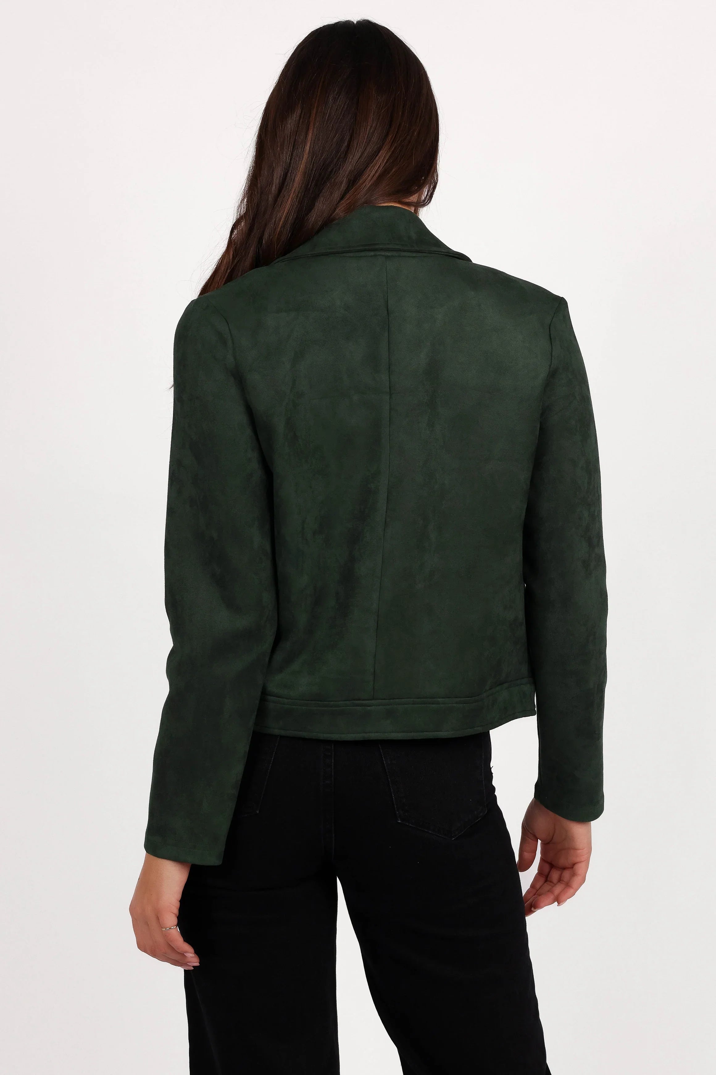 Spencer Faux Suede Moto Jacket Olive