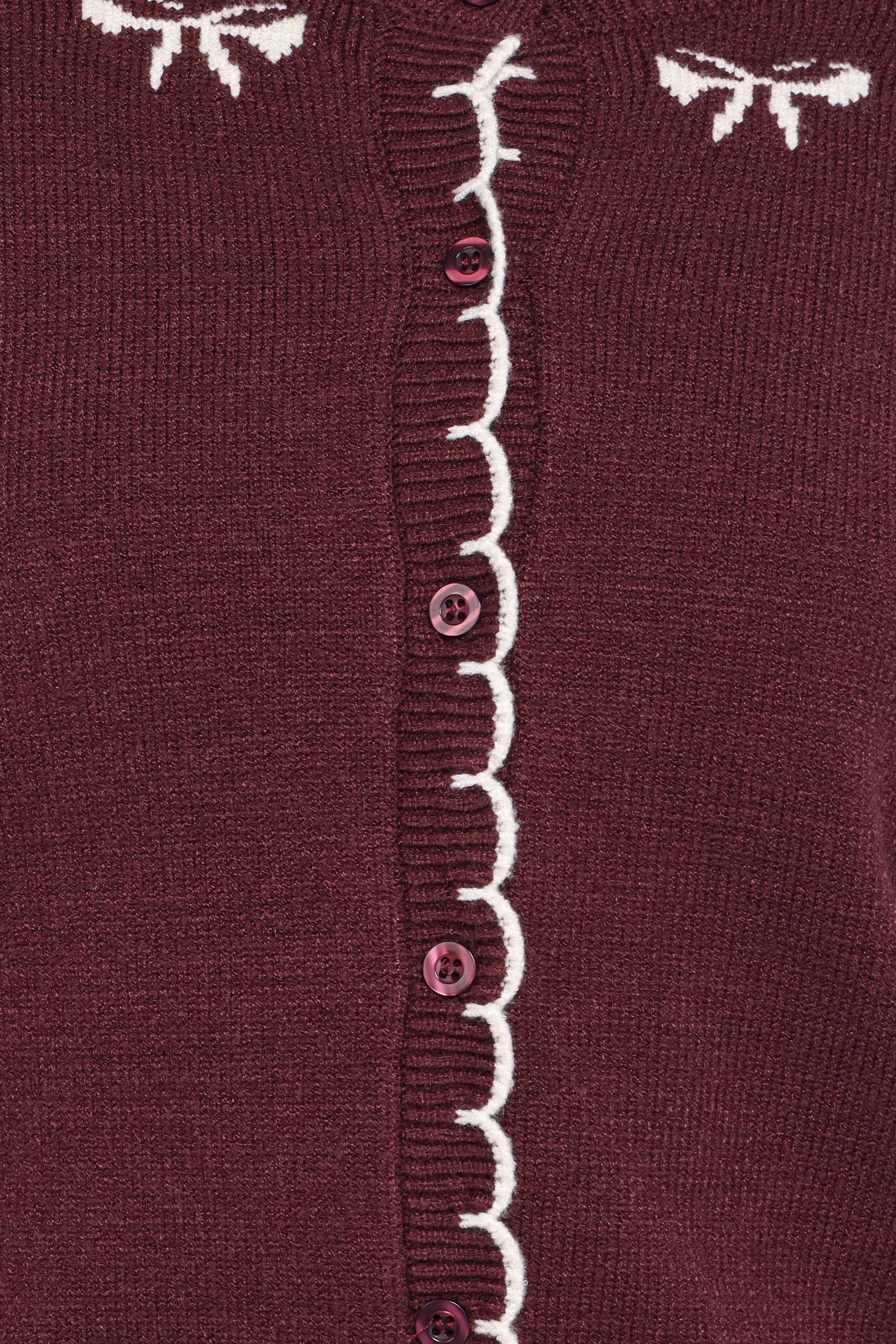 Payton Bow Scallop Cardigan Plum
