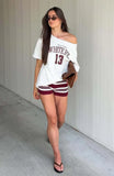 Everything In Time Off Shoulder Oversized Tee White