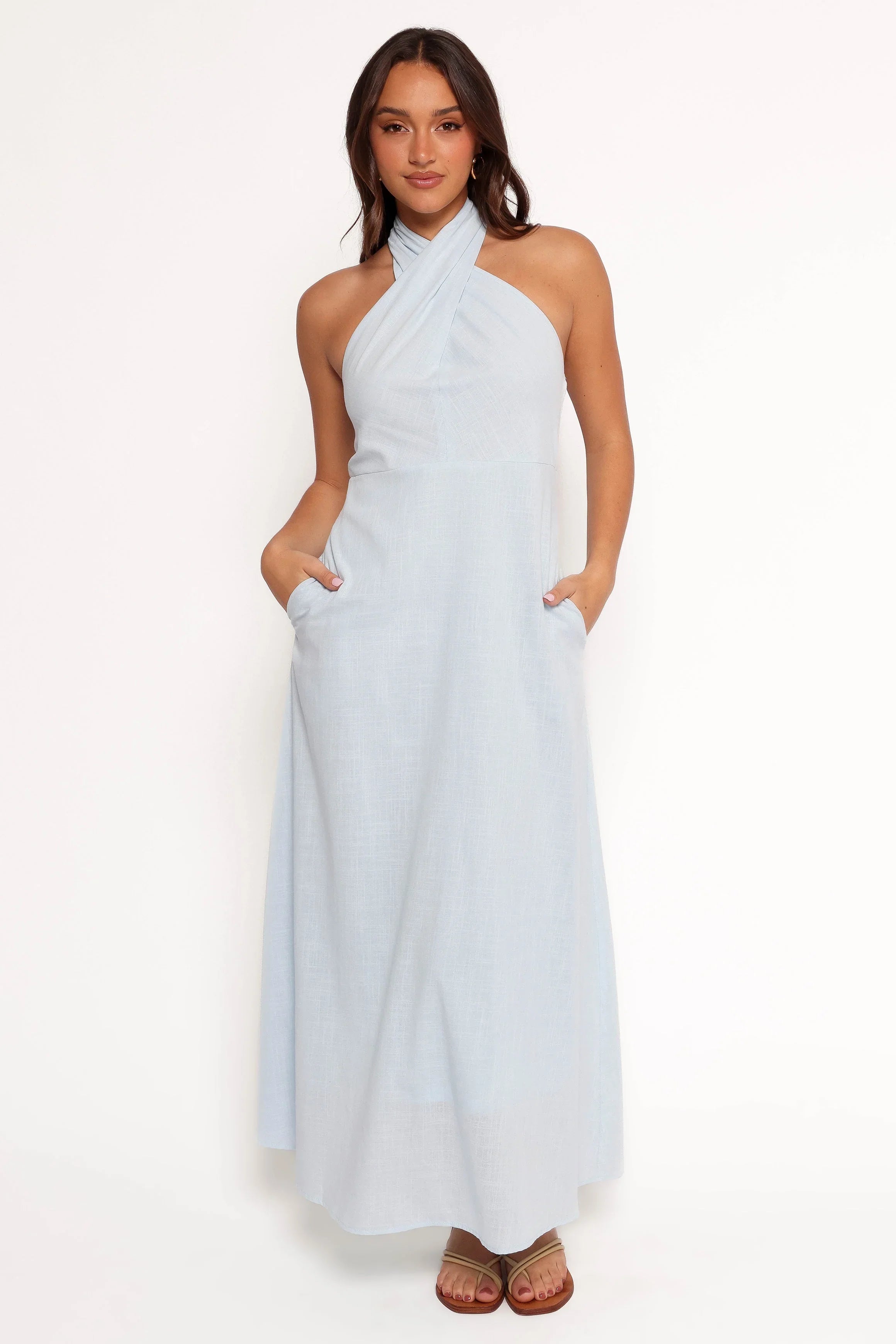 Betsy Halterneck Maxi Dress Pale Blue