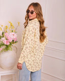 Rosy Dawn Floral Cotton Button Down Top