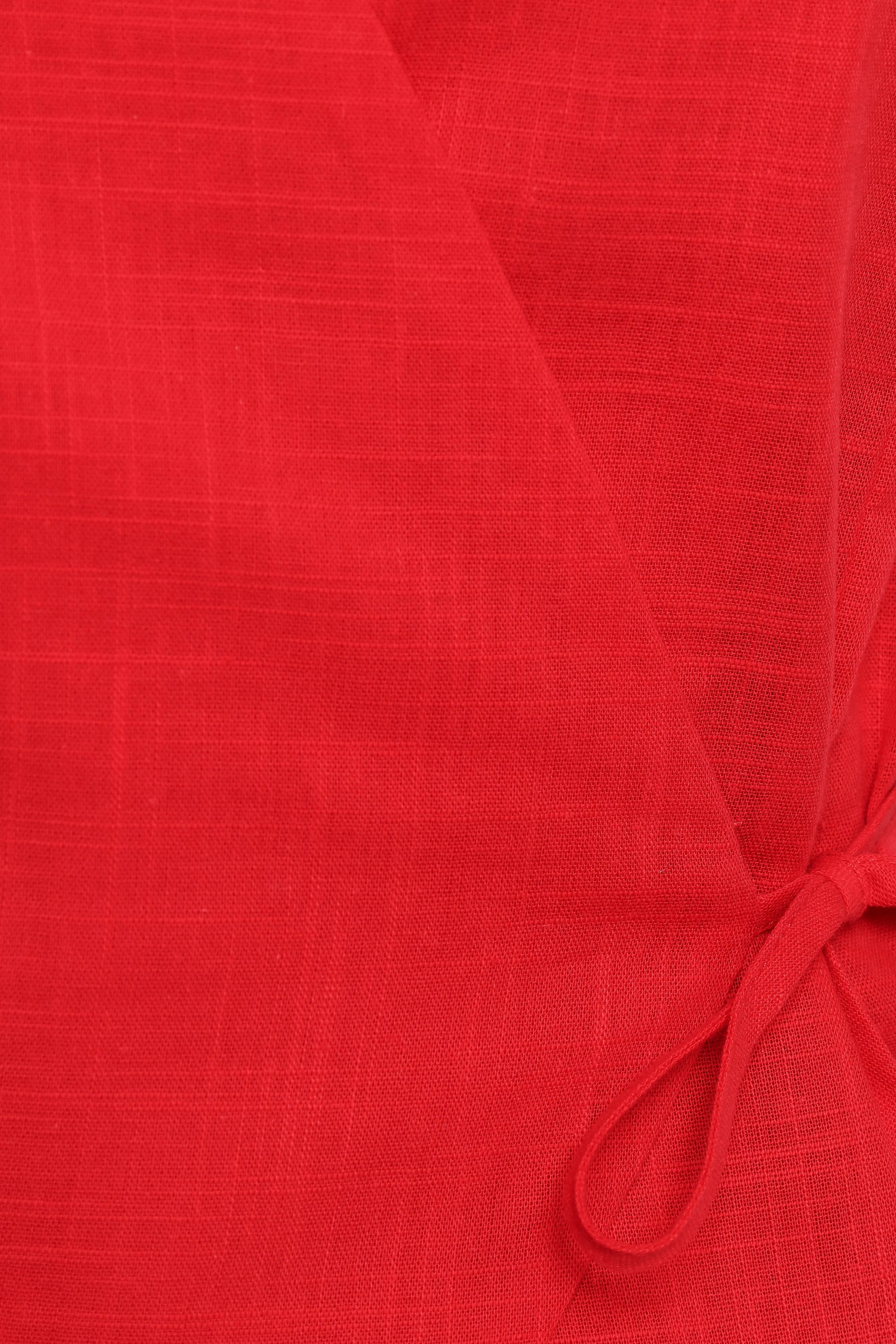 Vanni Wrap Front Linen Top Red