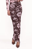 Navida Mesh Midi Skirt Pink Brown Floral