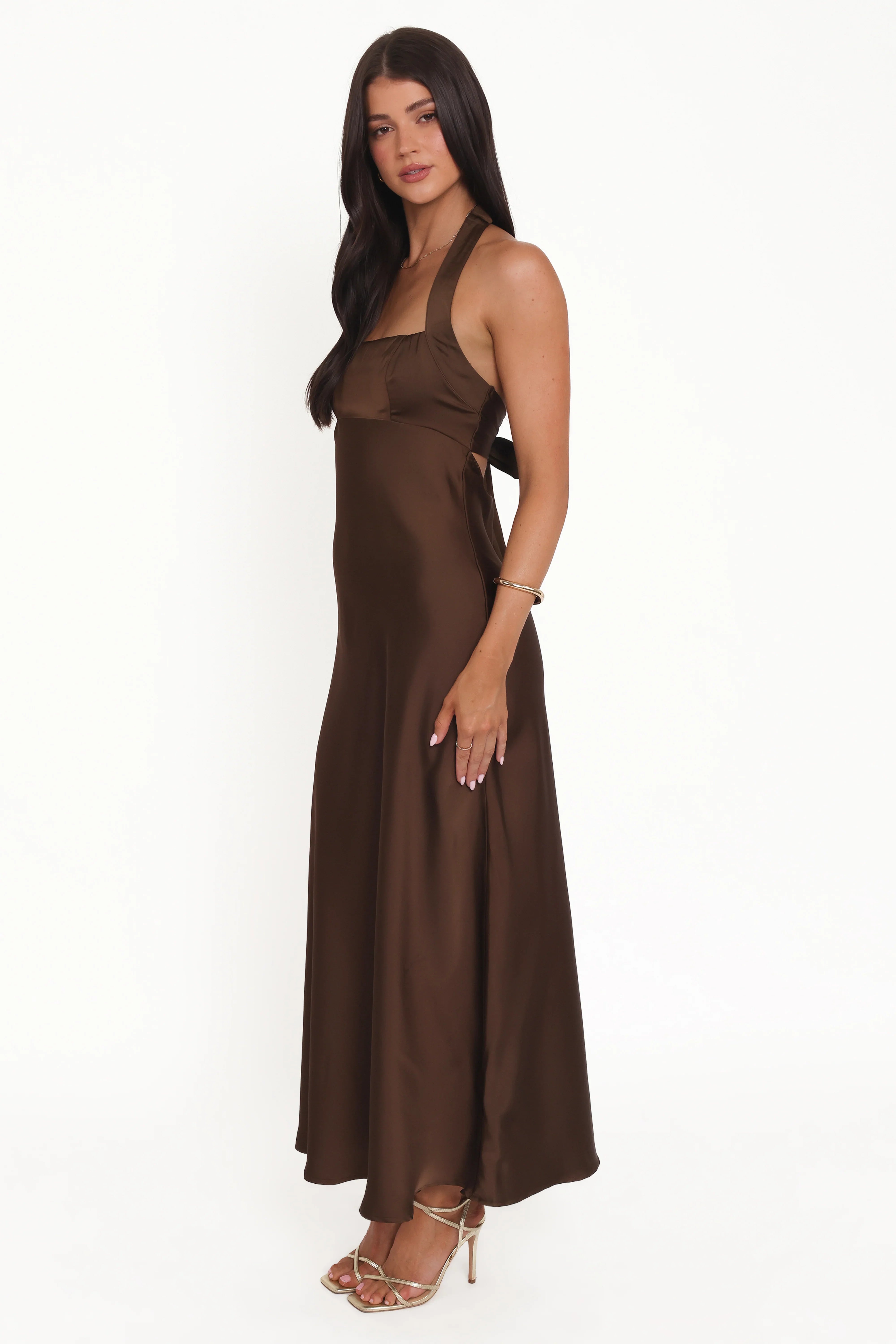 Nakita Halterneck Maxi Dress Brown