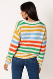 Sasha Multi Stripe Crewneck Knit Sweater Multi