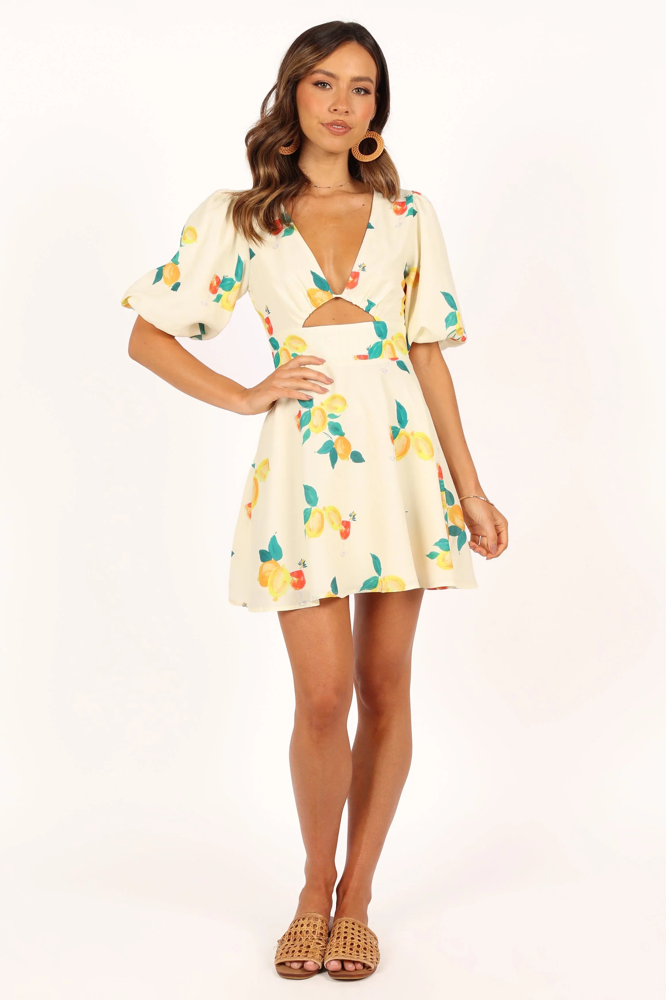 Mikaela Mini Dress Lemon Print