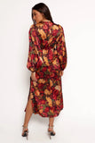 Zimmer Long Sleeve Maxi Dress Sangria Bloom