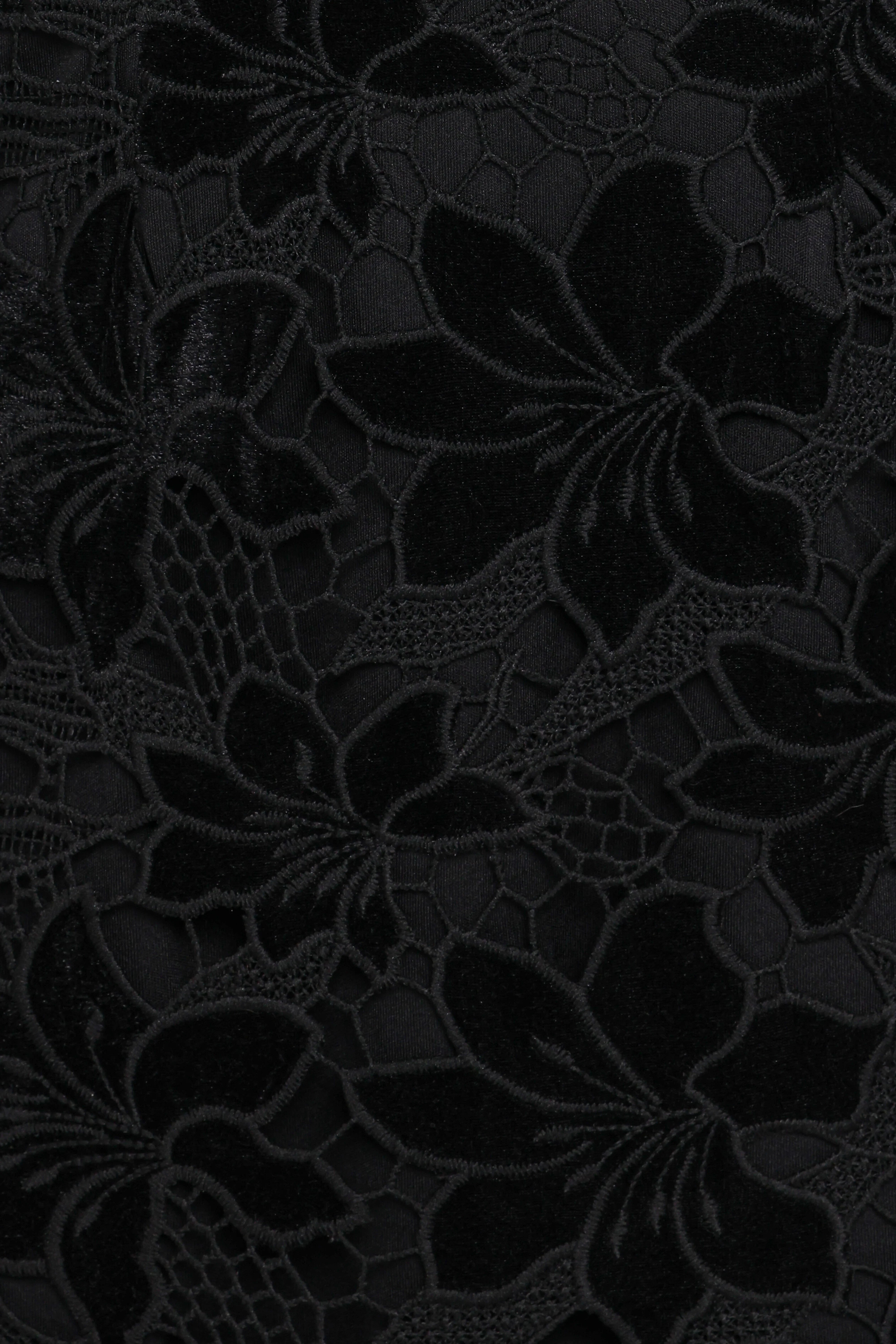 Cynthia Velvet Lace Mini Dress Black