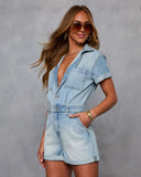 Tamia Cuffed Denim Romper
