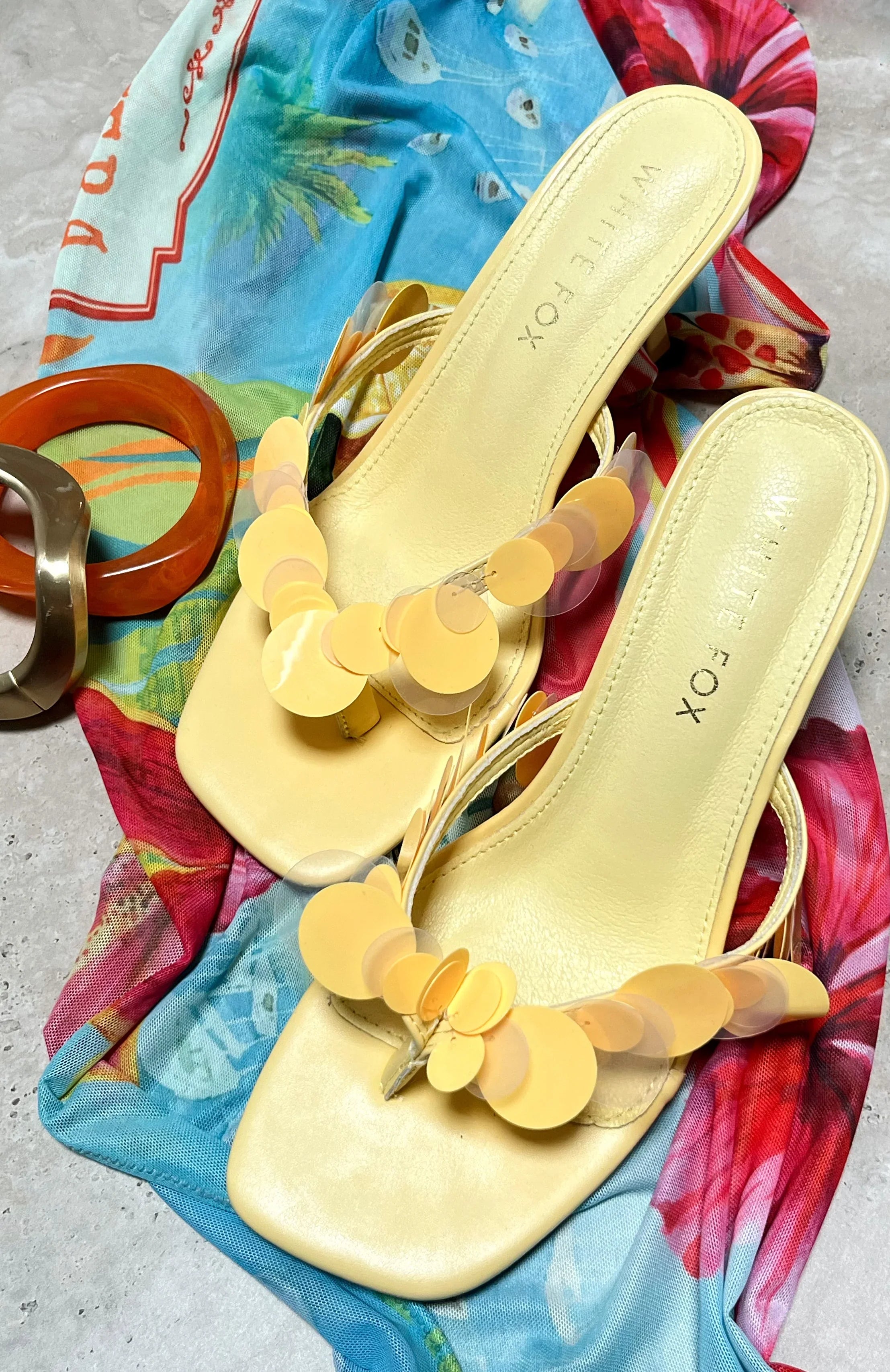 Imogen Sequin Mules Lemon