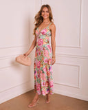 Sylvielle Floral Satin Bust Tie Maxi Dress