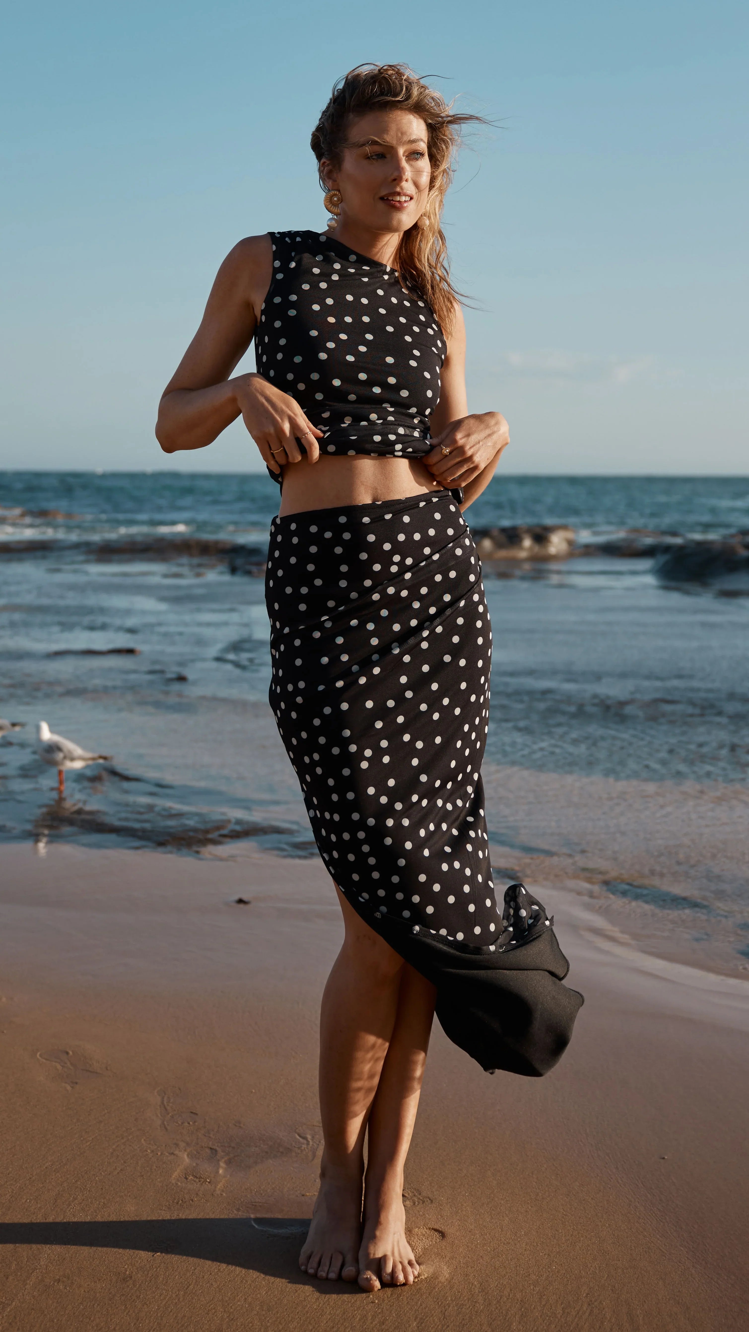 Janika Maxi Skirt Black White Polka Dot