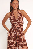 Kehlani Halterneck Jumpsuit Orange Floral