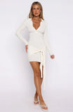 Chasing Sunbeams Knit Long Sleeve Mini Dress Off White