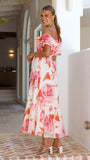 Chase Off Shoulder Maxi Dress Pink Floral