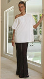 Elena Top and Maxi Skirt Set White Black Polka