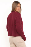 Loulani Heart Button Cardigan Cherry