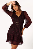 Glimmer Long Sleeve Mini Dress Pink