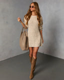 Honeycot Ribbed Knit Mini Sweater Dress