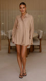 Charla Button Up Top Mocha