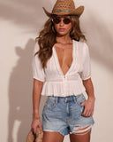 Prairie Pulse Lace Trim Peasant Blouse