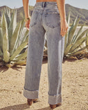 Dune Darling Stretch Mid Rise Cuffed Wide Leg Jeans