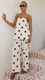 Hazelle Pants Beige Black Polka Dot