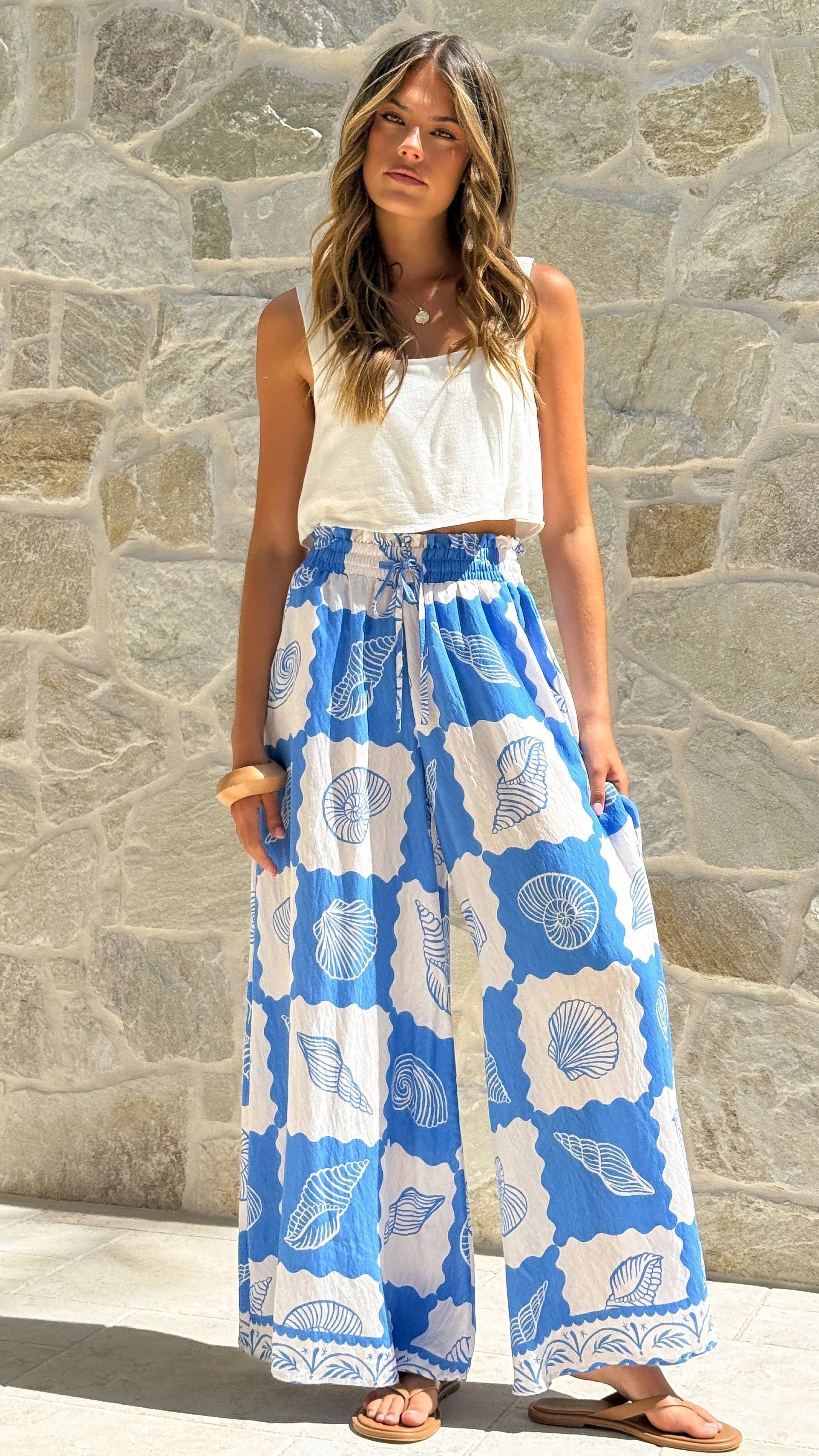 Avery Wide Leg Pants La Mer Blue