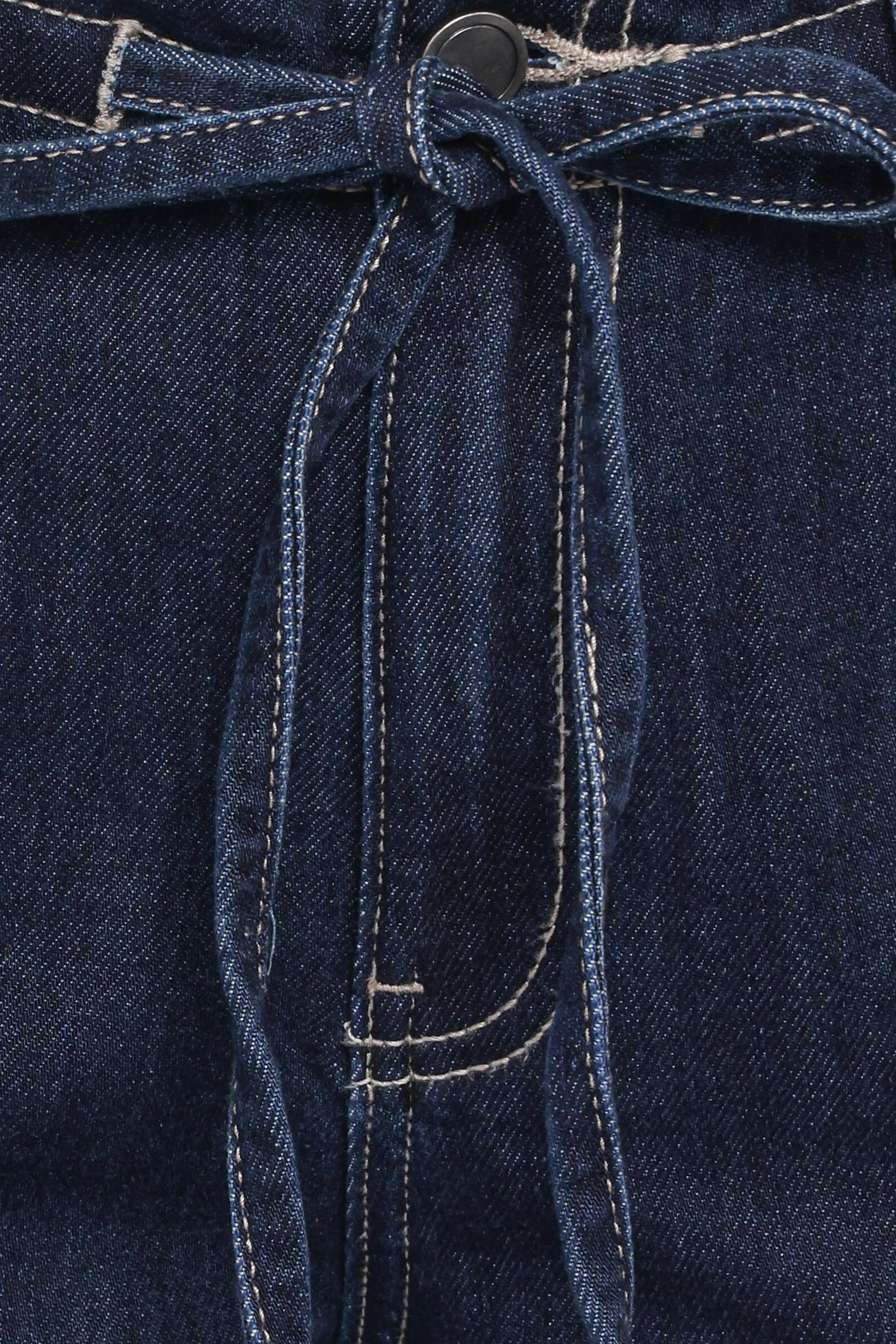 Clover Drawstring Wide Leg Jeans Dark Wash