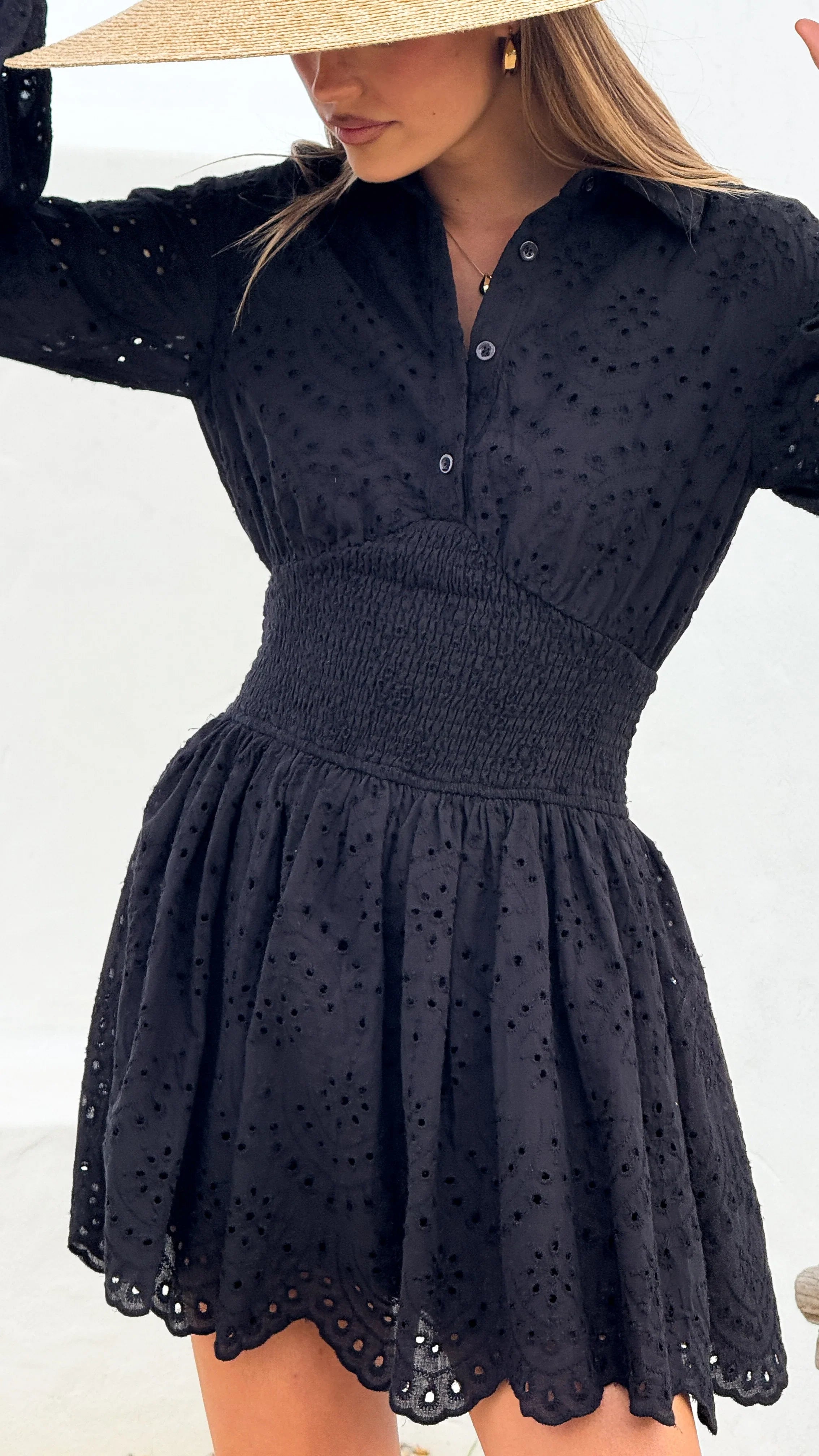 Brittney Long Sleeve Mini Dress Black