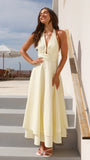 Kathy Halter Neck Maxi Dress Lemon
