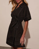 Nella Contrast Wrap Tie Mini Dress