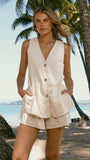 Hayley Vest and Shorts Set Beige