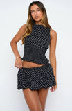 Runaway Heart Top Black White Polka Dot