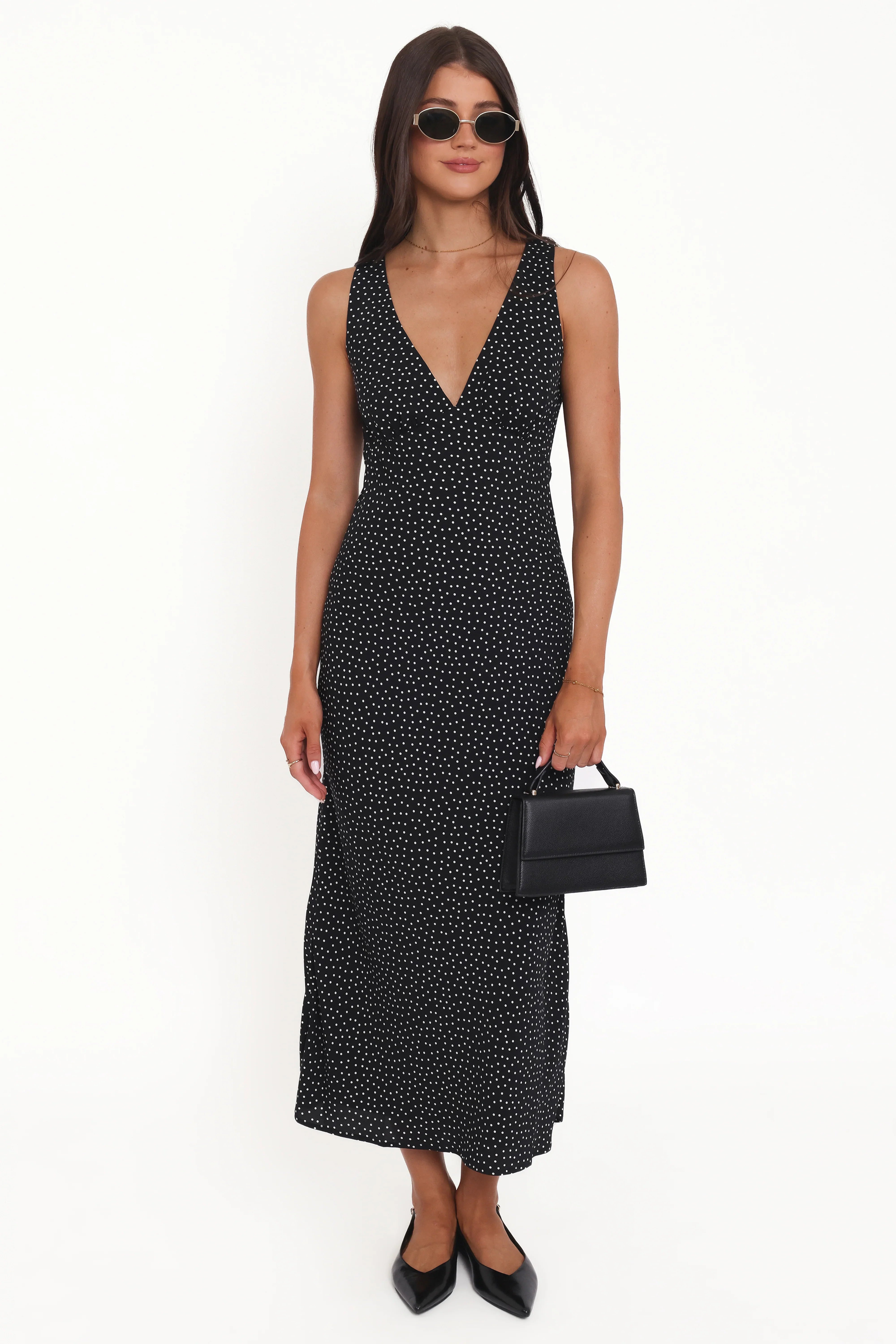 Mirae Maxi Dress Black Polka Dot