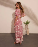 Carlea Abstract Print Waist Tie Jumpsuit