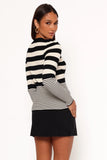 Sorella Cardigan Top Black Cream Stripe