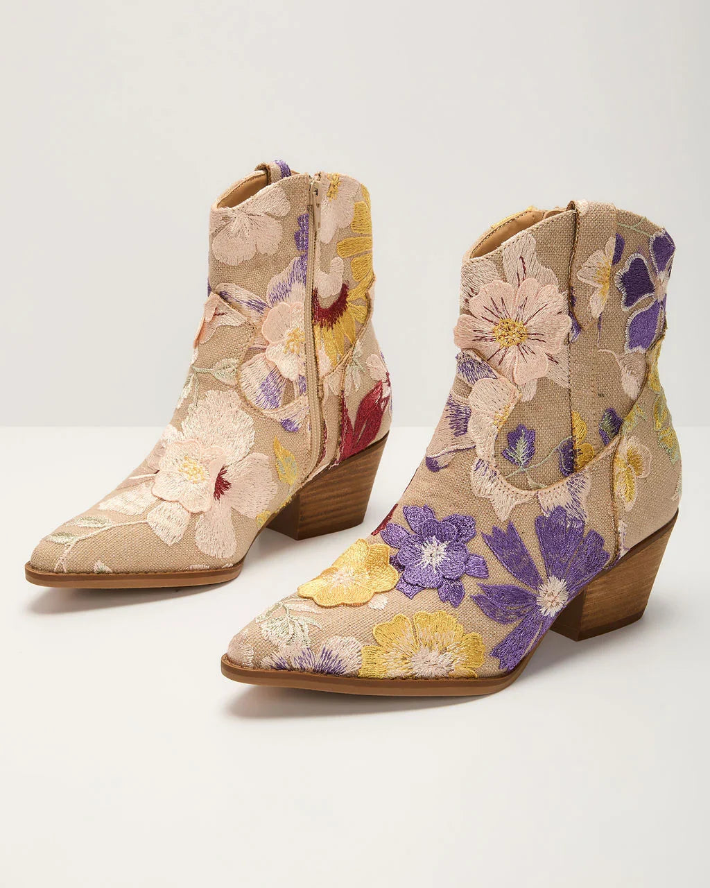 Sandrine Embroidered Floral Booties