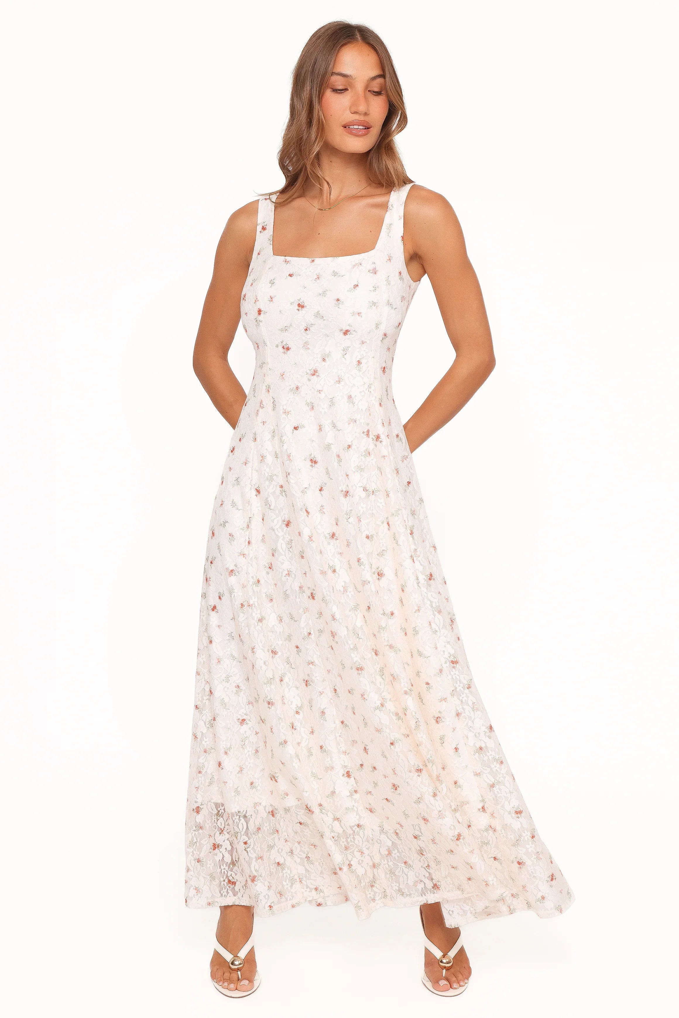 Valley Maxi Dress White Floral Lace