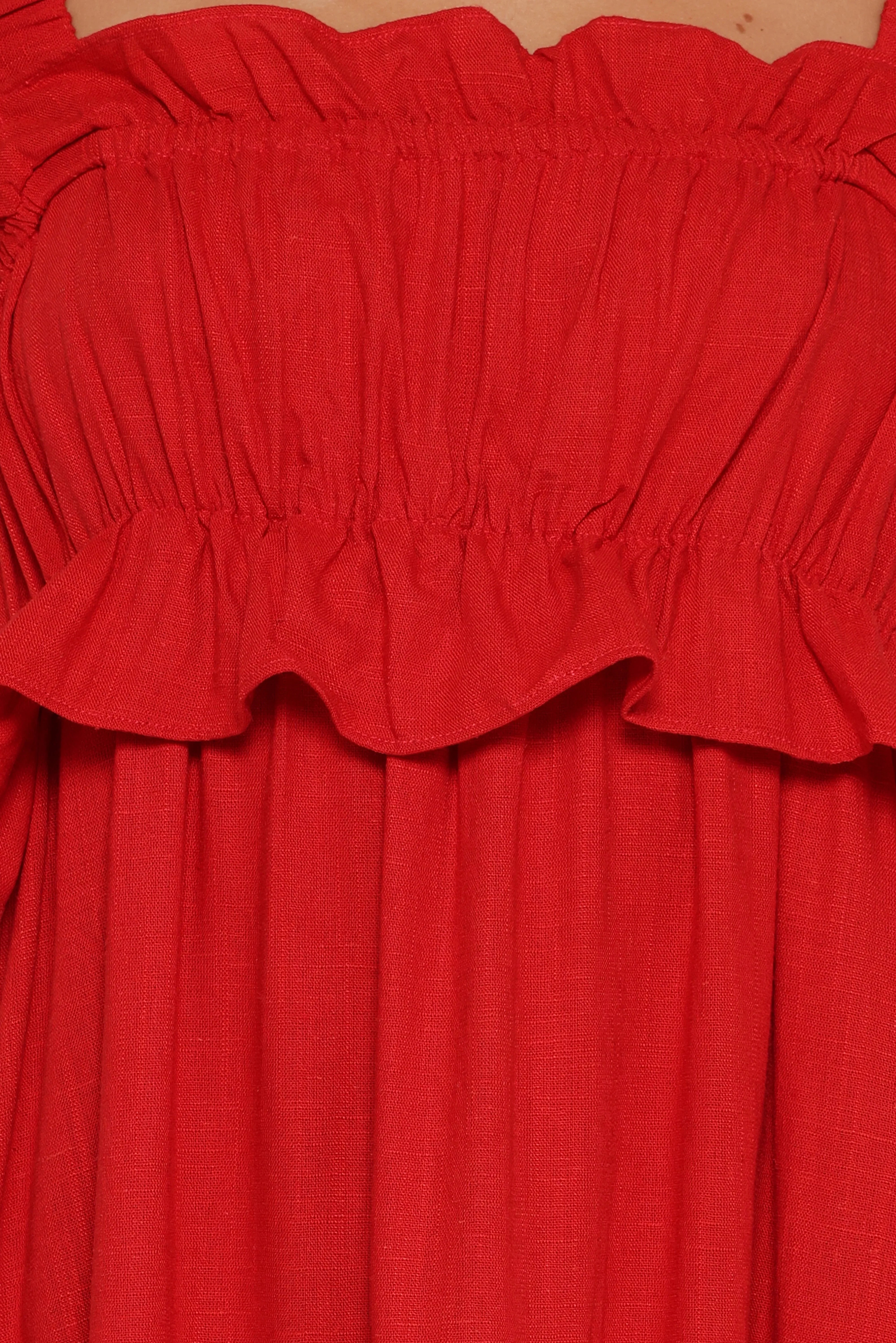 Ross Frill Strap Maxi Dress Red