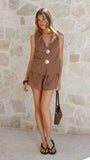 Elle Vest and Shorts Set Brown