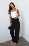 Kiara Mid Rise Barrel Leg Jeans Black Acid