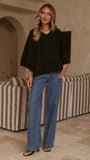 Paisley V Neck Knit Black