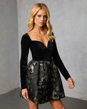 Pressed Petals Velvet Fit and Flare Mini Dress