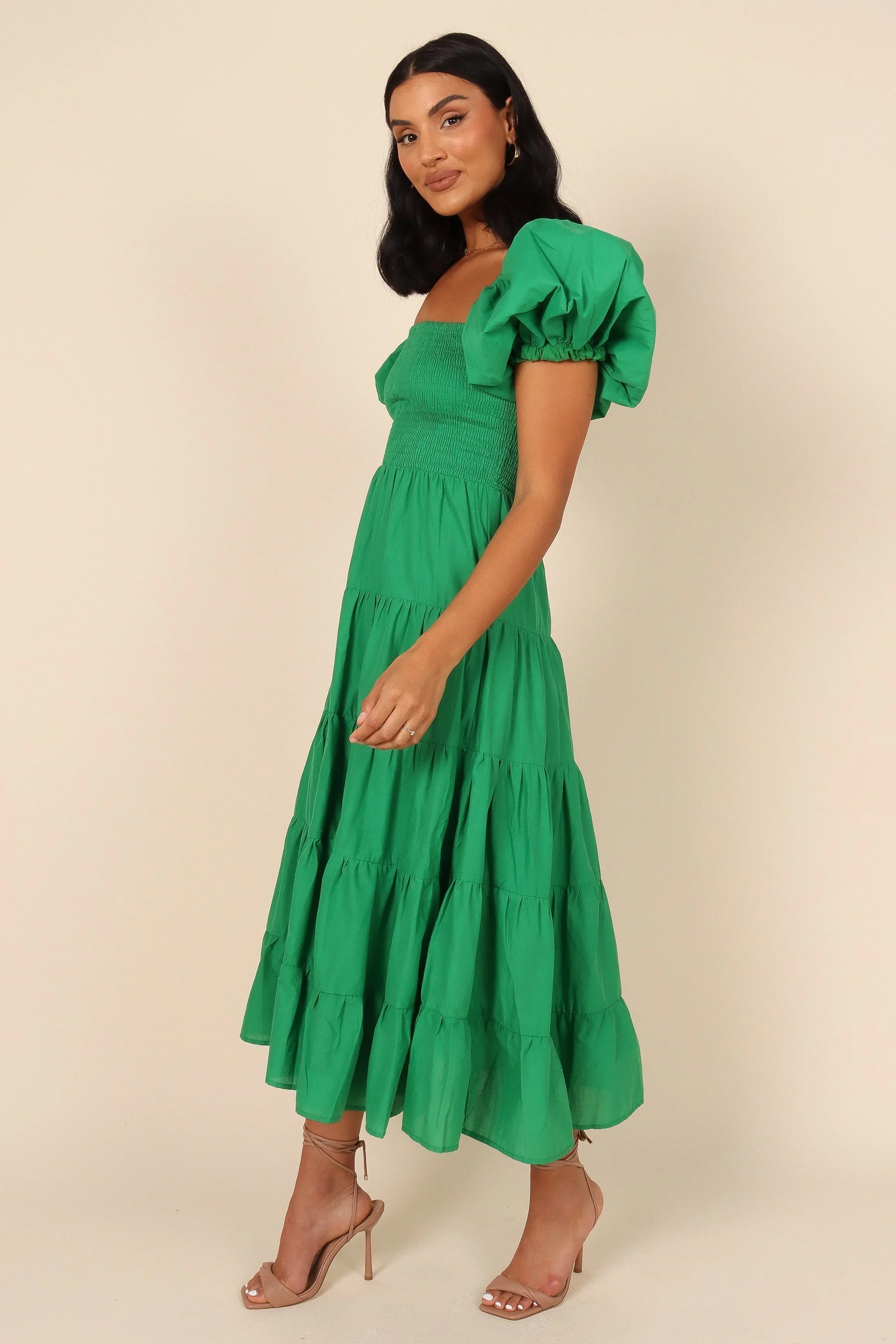 Morgan Tiered Dress Green