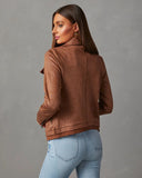 Slick Chick Coated Faux Leather Moto Jacket